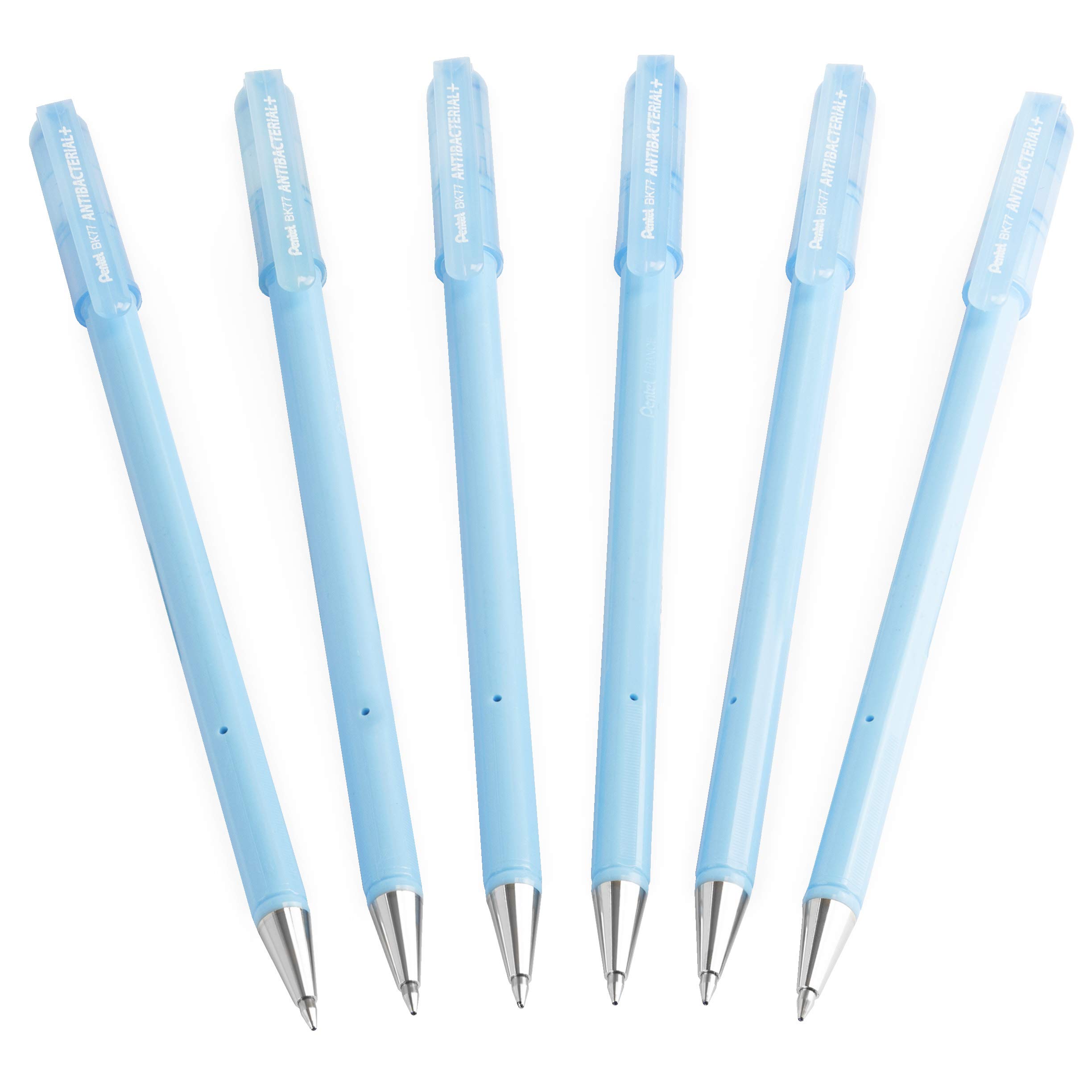 Pentel BK77 Superb Antibacterial + Ballpoint Pen - 0.7mm Nib - Black Ink- Pack of 6