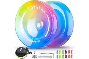 SHUNGRU Responsive Yoyo for Kids Beginners, Professional Yo yo Crystal K2, Dual Purpose Yo-Yo for Adults + Extra Unresponsive Yo Yo Bearing + 12 YoYo Strings + Storage Bag ( Yellow Pink Blue Gradient)