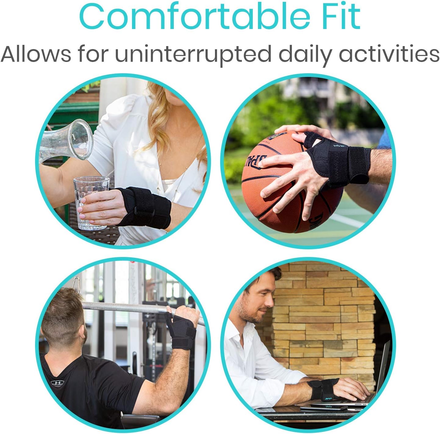 Vive Arthritis Thumb Splint - Thumb Spica Support Brace for Pain, Sprains, Strains, Arthritis, Carpal Tunnel & Trigger Thumb Immobilizer - Wrist Strap - Left or Right Hand (Black): Health & Personal Care