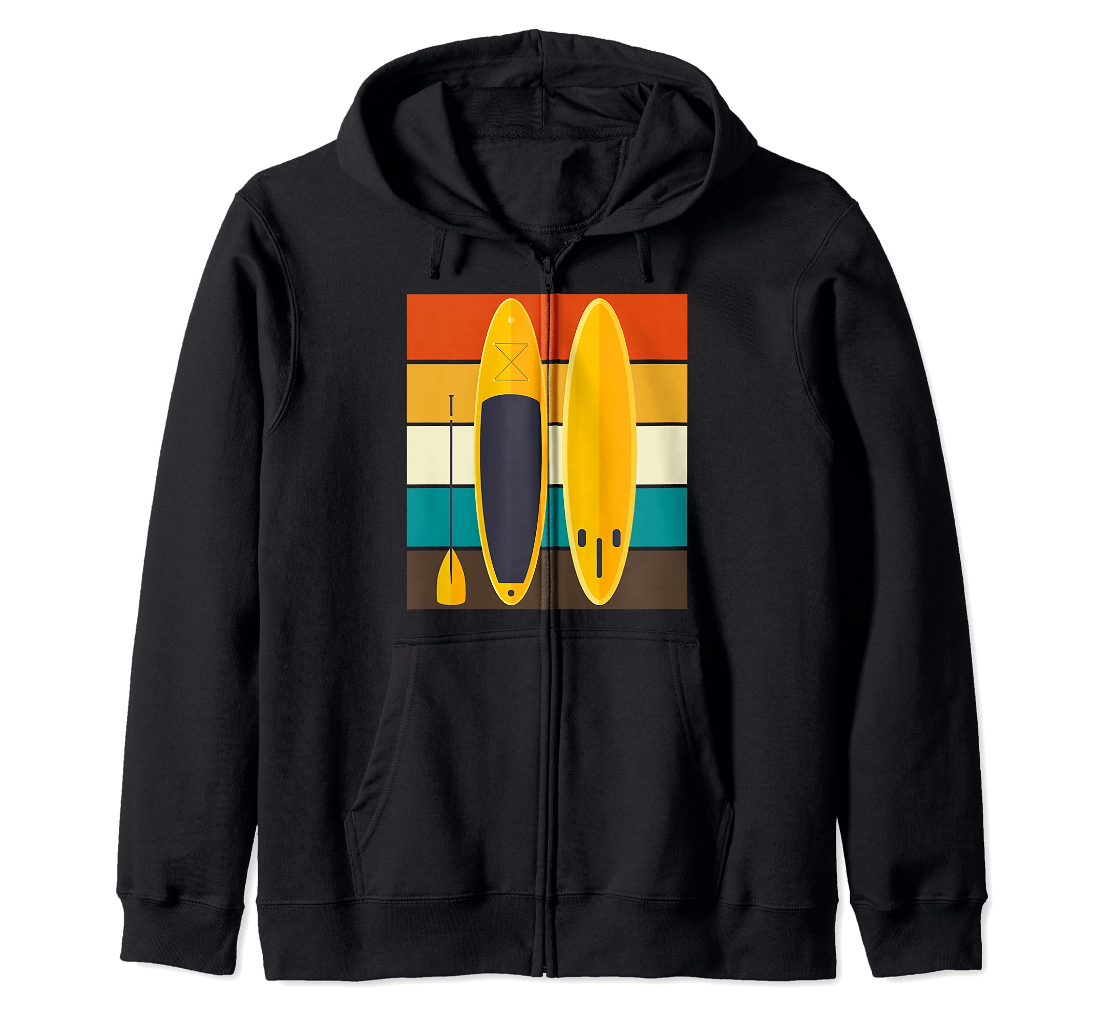 Retro Paddleboard Outdoor Sport SUP Stand Up Paddling Zip Hoodie