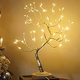 FUCHSUN 108 LED Tabletop Bonsai Tree Light Warm White Fairy Lamp with Timer 8 Modes Battery/USB Powered for Living Room Bedroom Home Christmas Decoration (Silver Branches)