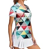 Vldnery Women's Golf Shirts Short Sleeve V Neck Loose Fit Plain Workout Tennis Polo T-Shirts