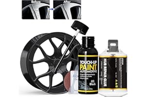 XTryfun Gloss Black Rim Touch Up Paint, Rim Repair Kit Curb Rash, Wheel Touch Up Paint for Quickly Fix Rim Scratches, Chips, Curb Rashes and Surface Damage