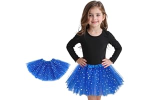Zando Sparkle Tutu for Toddler Girls Kids 3 Layers 2-8 Years Halloween Princess Birthday Elastic Puffy Tulle Dance Skirt