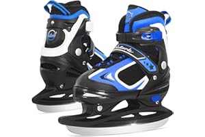 BASYNOL Nattork Ice Skates for Kids, Boys and Girls,Adjustable Hockey Lace-Up Skate,Ice Skating Shoes for Beginner,Kids Ice Skates for Outdoor and Rink Soft Padding and Reinforced Ankle Support S,M,L