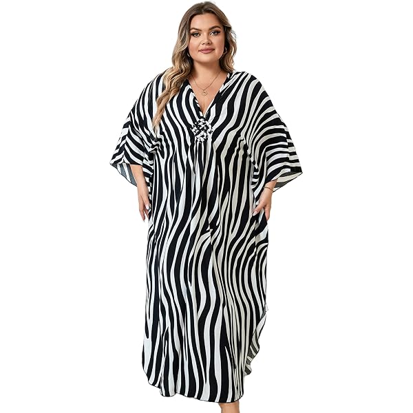 Buy EDOLYNSA Plus Size Black Embroidered Kaftan Summer Long Beach Dress Women Homewear Outfit Swim Suit Cover Up Loose Caftan At Affordable Prices - Free Shipping, Real Reviews With Photos