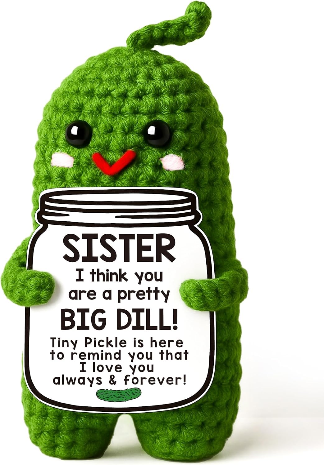 ALUNME Funny Crochet Pickle Handmade Gifts, Ideal Birthday Christmas Stocking Stuffers, Great for Sister Gifts (sister) β image 1