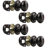 Gobrico 4 Pack Oval Door Knobs, Oil Rubbed Bronze, Stainless Steel, Modern, Privacy Function, Easy Install, Fits 1-3/8" to 1-3/4" Doors