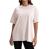 100% Cotton Washed Vintage Oversized T-Shirt for Women,Baggy Boyfriend Tee Workout Short Sleeve Tops
