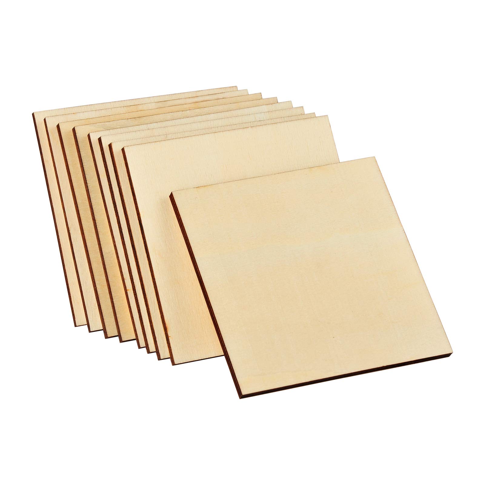 Artificer 6mm (1/4") Thick Basswood Plywood Sheets for Crafts - 10x10cm (4"x 4") Unfinished Blank Wood Squares - Square Wooden Blanks for Painting, DIY Coasters, Pyrography, Laser Engraving & Models