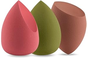 Makeup Sponge DUAIU 3 Pcs Foundation Blending Blender Sponge, Flawless for Liquid Cream and Powder, Multiple Shapes Makeup Sponges Set