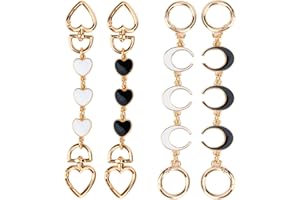 4 Pcs Bag Extender Chain Strap, Metal Extender Bag Chain with Heart Crescent Moon Pattern Exquisite Extender Purse Chain Stra