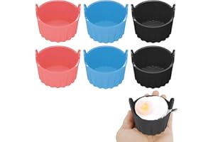 Silicone Mold for Air Fryer 6 Pcs, Reusable Silicone Poacher Mold, Nonstick Boiler Mold Cup for Steamed, Baked Cake
