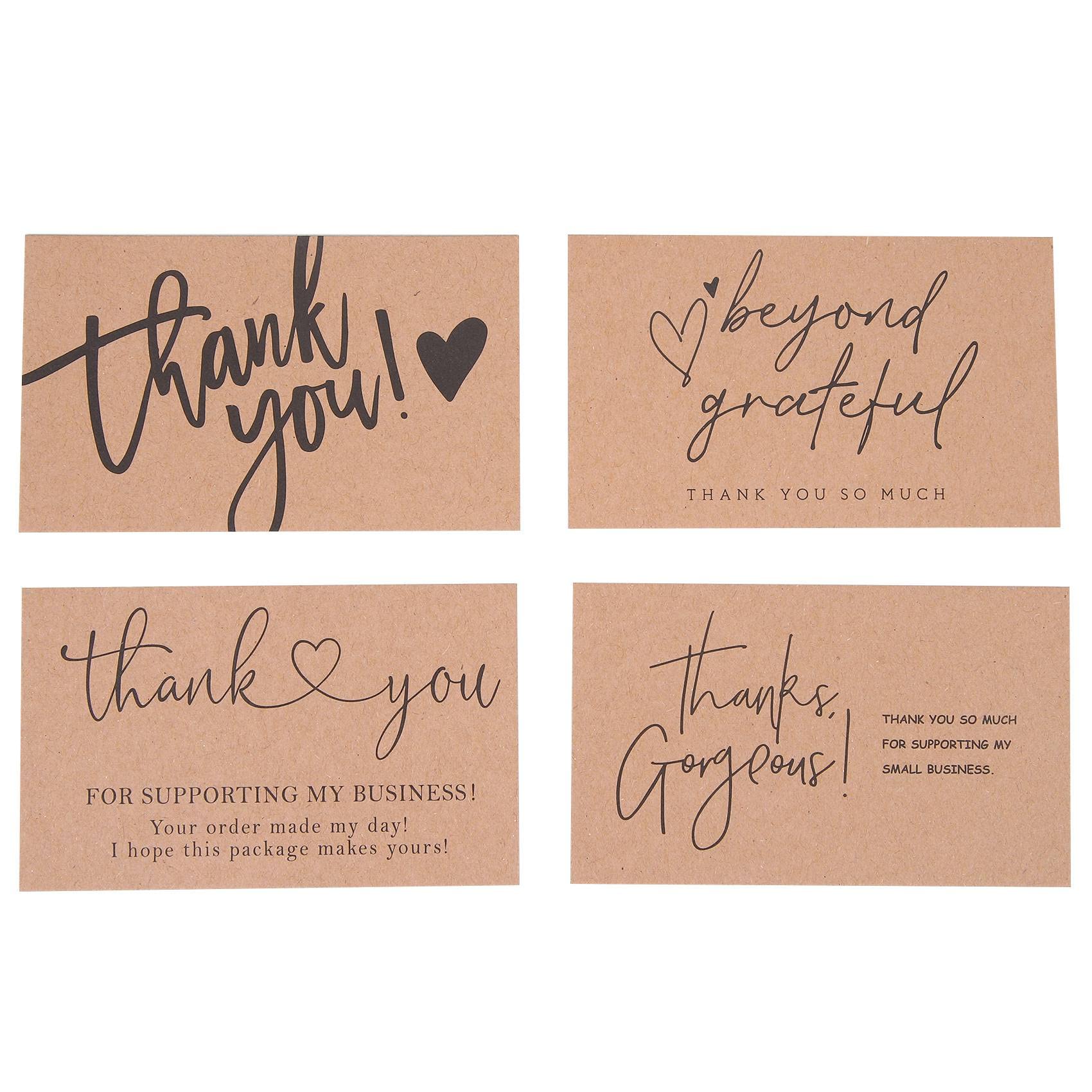 TEITEYER 120 Pcs Exquisite Kraft Paper Thank You Cards,for Small Business Appreciation Card Gift Decoration Cards
