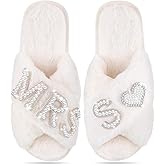 Tarpop Bride Slippers Mrs Slipper for Wedding with Personalized Initial Pearl Design Bridal Gifts