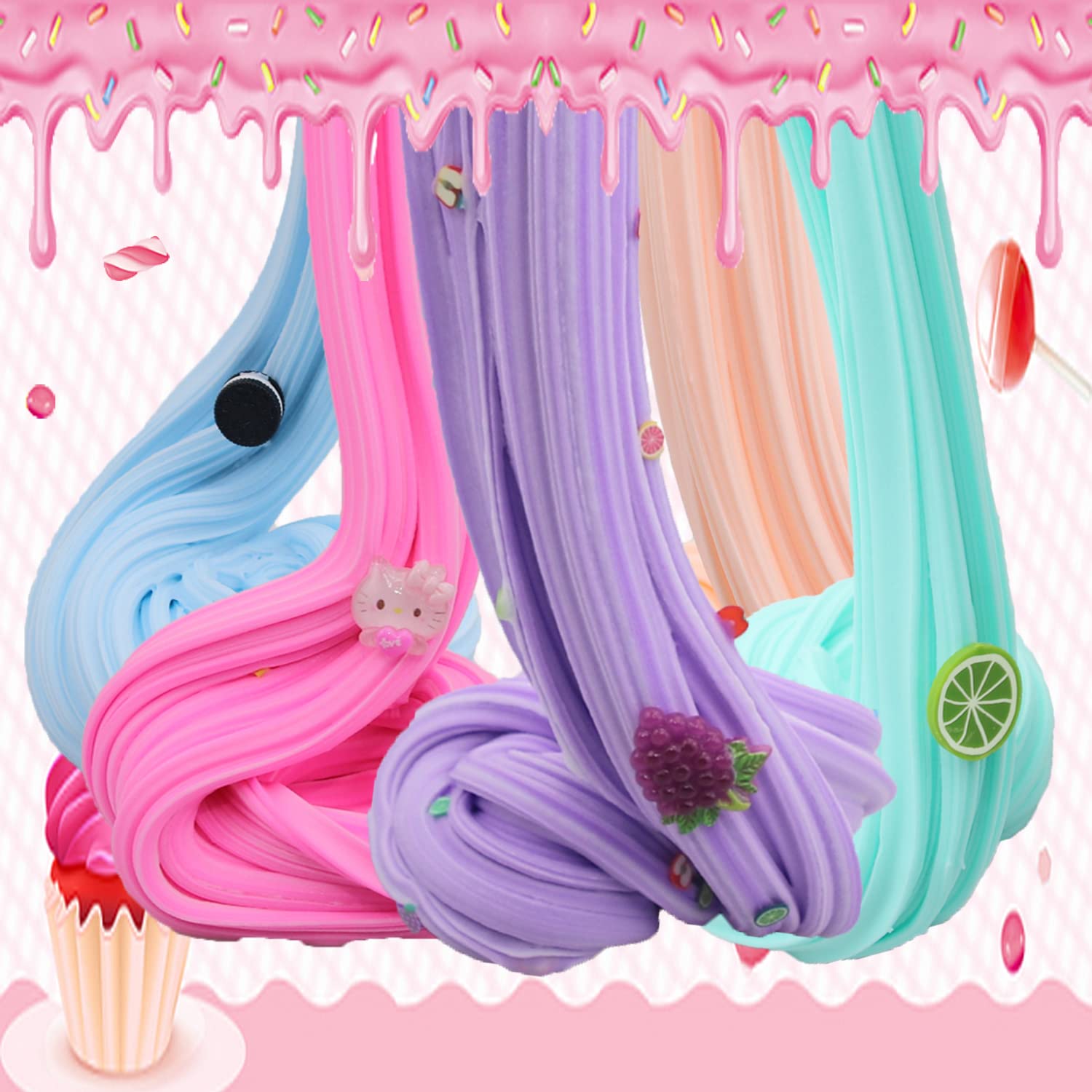 13 Pack Unicorn Dual Color Butter Slime Kit,Soft & Non-Sticky,DIY Slime Toys for Kids, for Girls and Boys Party Favors