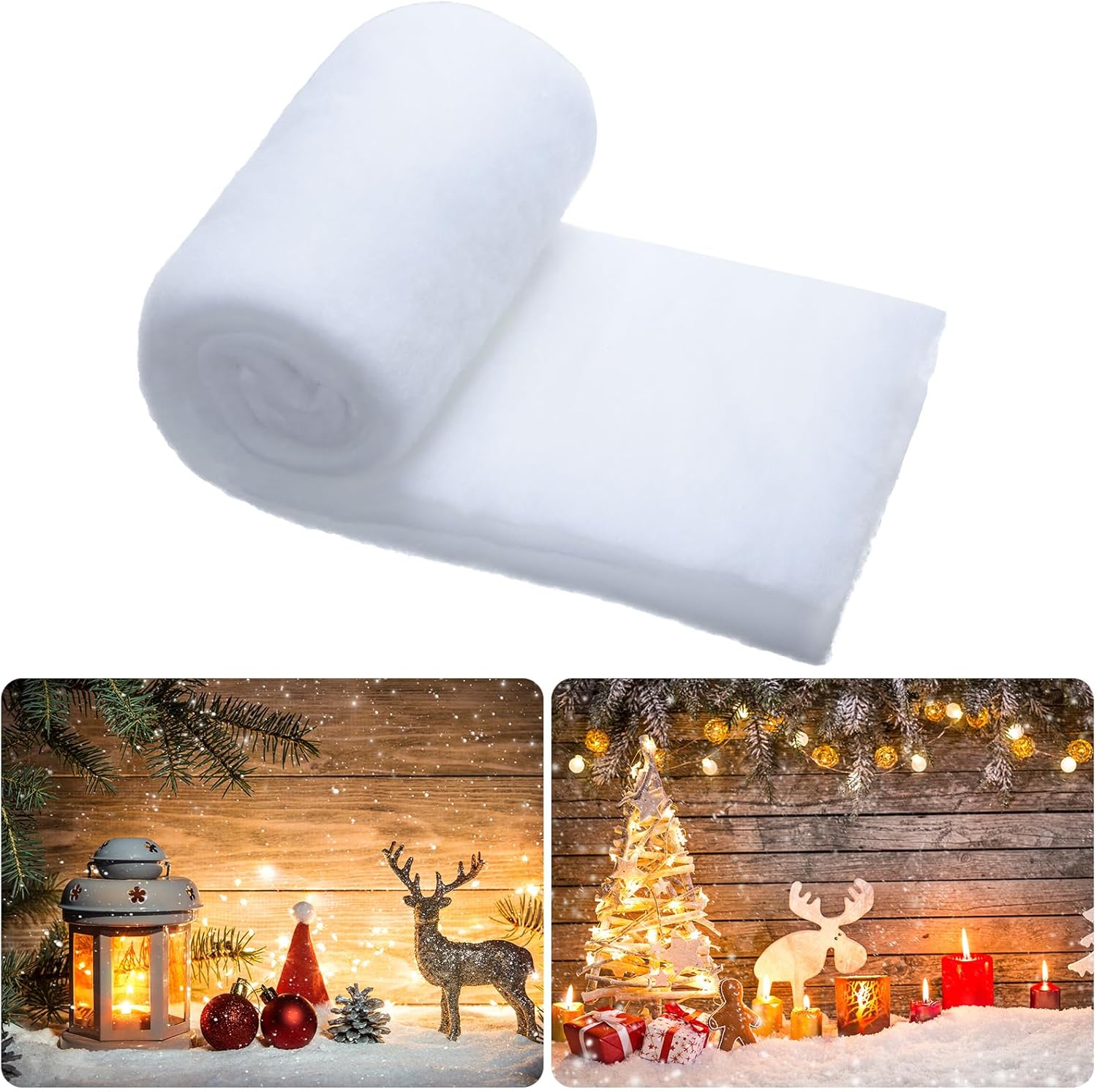 Artificial Snow - Tudomro Christmas Snow Blanket Roll 15 in x 10 Ft Thick Soft Fluffy Faux Snow Blanket Artificial Fake Snow for Christmas Decoration, Village Displays, Under The Christmas Tree(1 Pc)