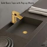 Hapilife Basin Taps Mixer Waterfall Brushed Gold 1 Hole Mono Cloakroom view 9