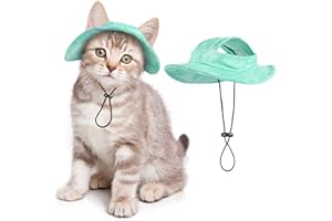 SETSBO Cat/Dog Hat for Cats Only with Adjustable String Pet Hat Small Pet for Small and Medium Cats Birthday Party Costume Decoration (Small, Gree)
