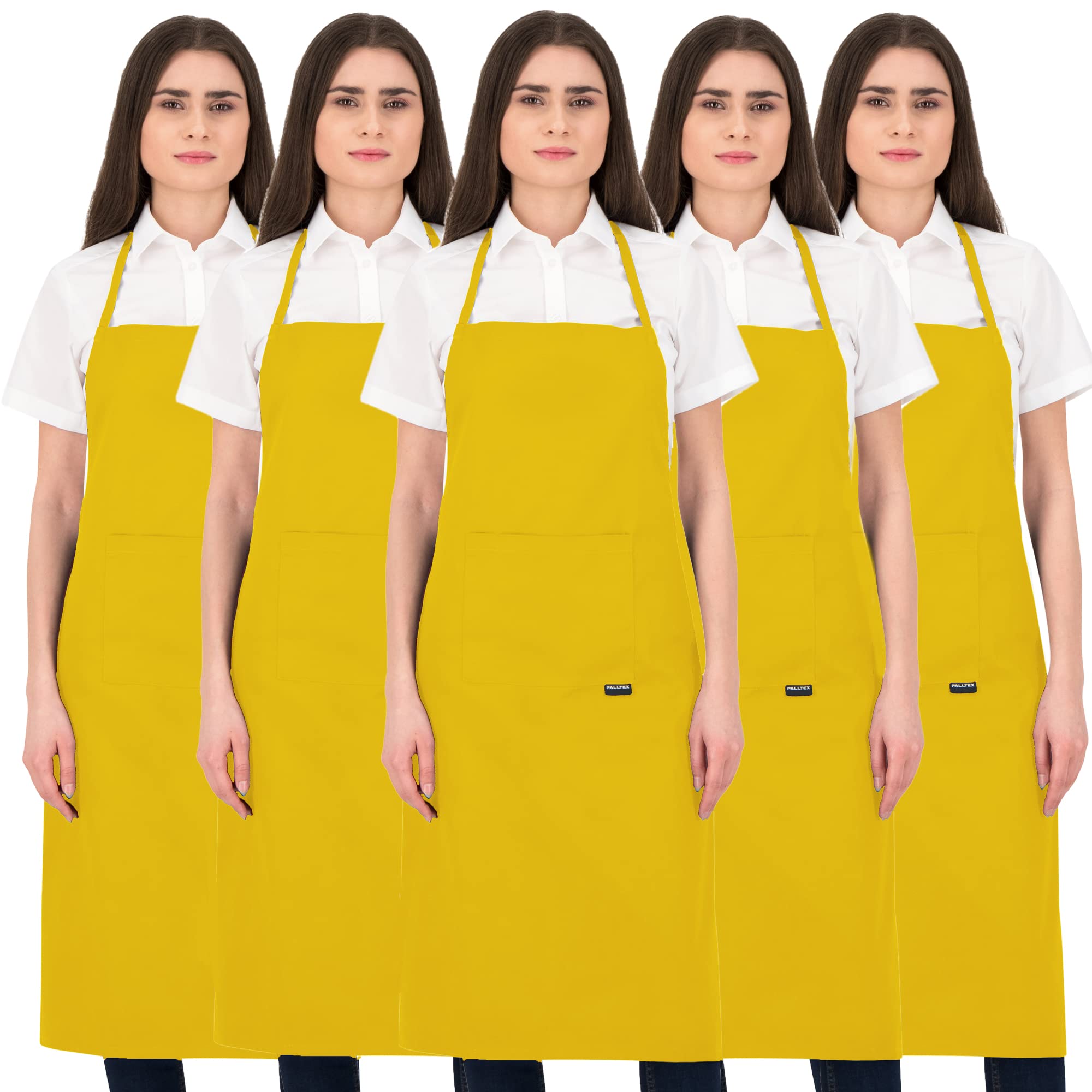 PALLTEX Borago Cooking Apron Men Cooking Apron Women's Apron Men for Cooking Crafts Painting Baking EN ISO 13688, Yellow - 5 pieces, One Size