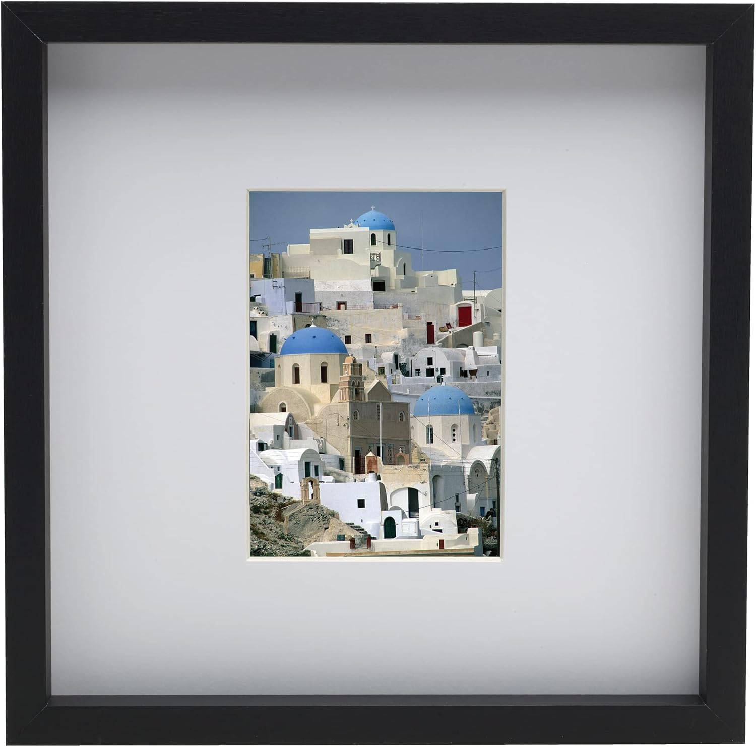 Photo Albums, Frames & Accessories - Mikasa 16x16 in. Gallery Frame 15x15 in. Photo without Mat, 5x7 in. Photo with Mat, 2 mm Beveled Mat, Vertical or Horizontal Display, Black