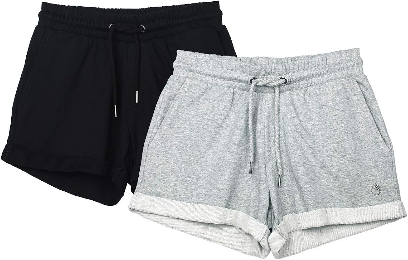 icyzone Workout Lounge Shorts for Women - Athletic Running Jogging Cotton Sweat Shorts(Pack of 2): Clothing