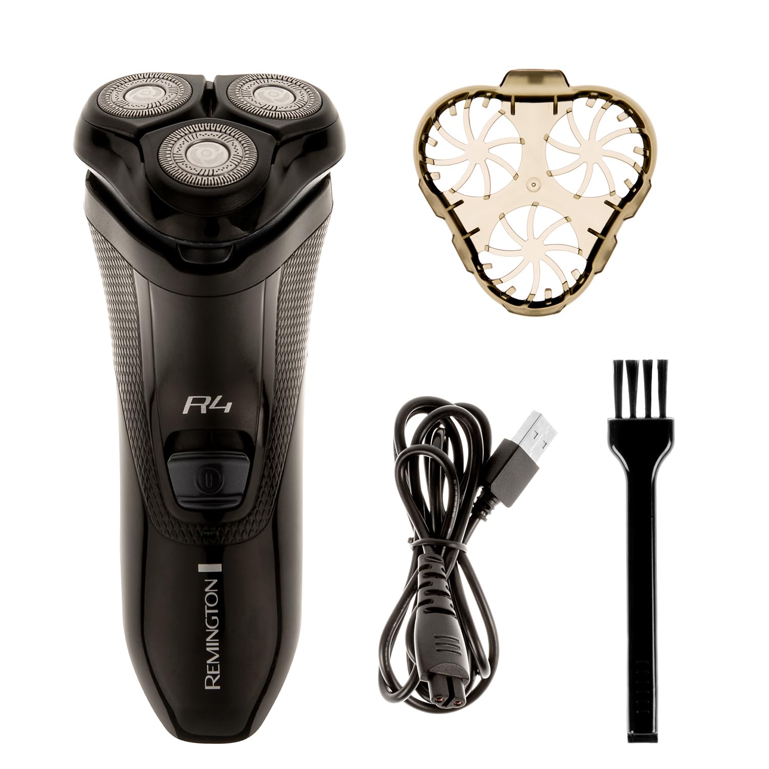 Remington Mens Electric Rotary Shaver R4 (Dual Track Blades, Flexing Blades and pivoting Neck, 40mins Usage, Pop-up Trimmer, 3-Day Stubble Styler Guard, Cordless, Cleaning Brush) R4002