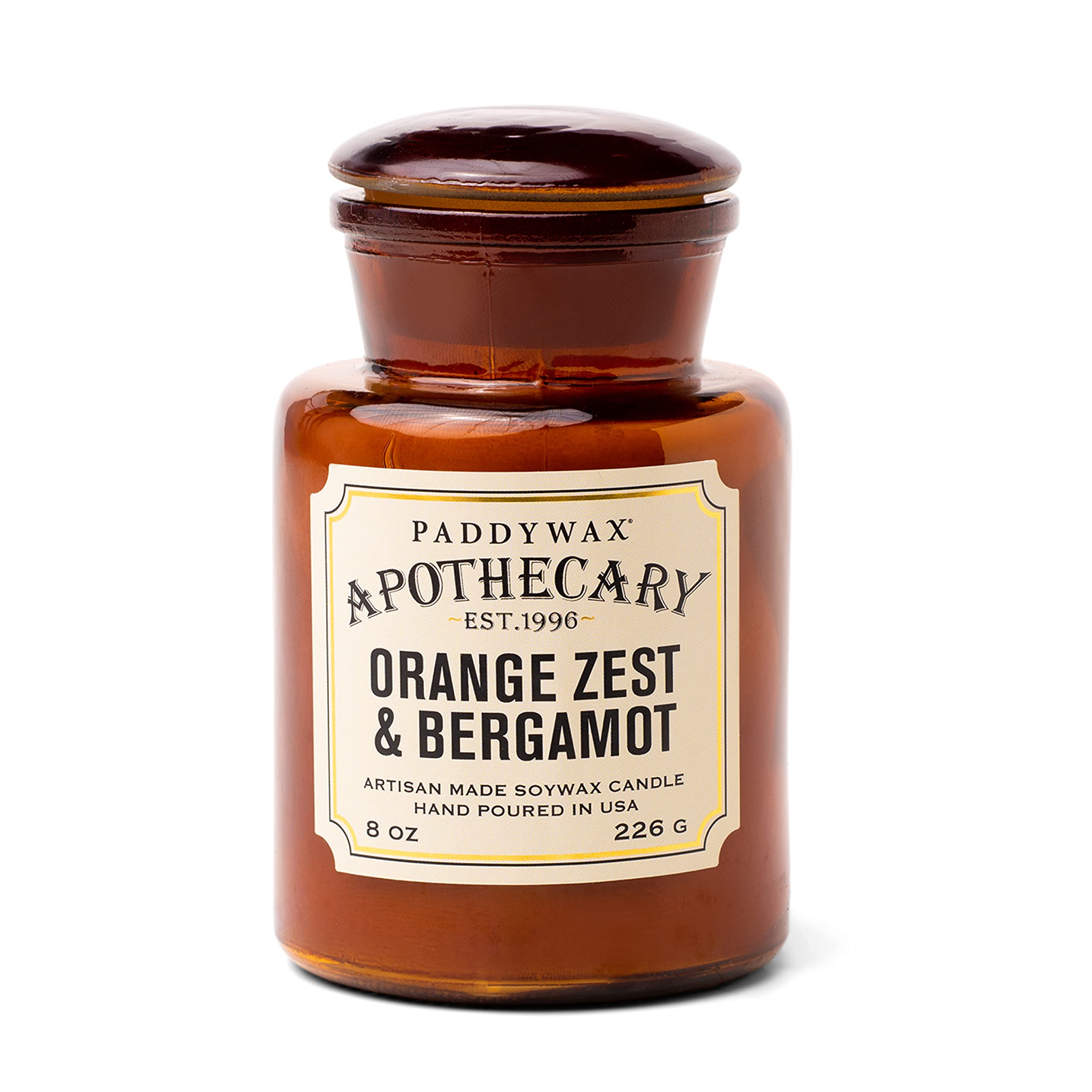 Paddywax Apothecary Artisan Hand-Poured Scented Candle, 8-Ounce, Orange Zest & Bergamot