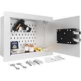 KornerBatl Small Hidden In Wall Safe Between 16" &amp; 24" Studs, White | Key Lock In Wall Safe with Removable Hooks and Spacer Kit Between 16" &amp; 24" Studs