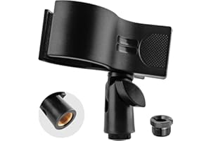 BILIONE Microphone Holder, Large Mic Accessory Clip for Stands, Fit for Most Condenser and Wireless Microphones with Outer Diameter Range 1.26" from 2.3", with a 5/8" to 3/8" Screw Adapter(1Pcs)