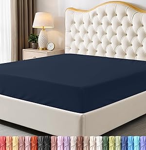 Utopia Bedding Queen-Size-Spannbetttuch – Bettlaken – Tiefe Tasche – weiche Mikrofaser – schrumpf- und lichtbeständig – pflegeleicht – nur 1 Spannbetttuch (Marineblau)