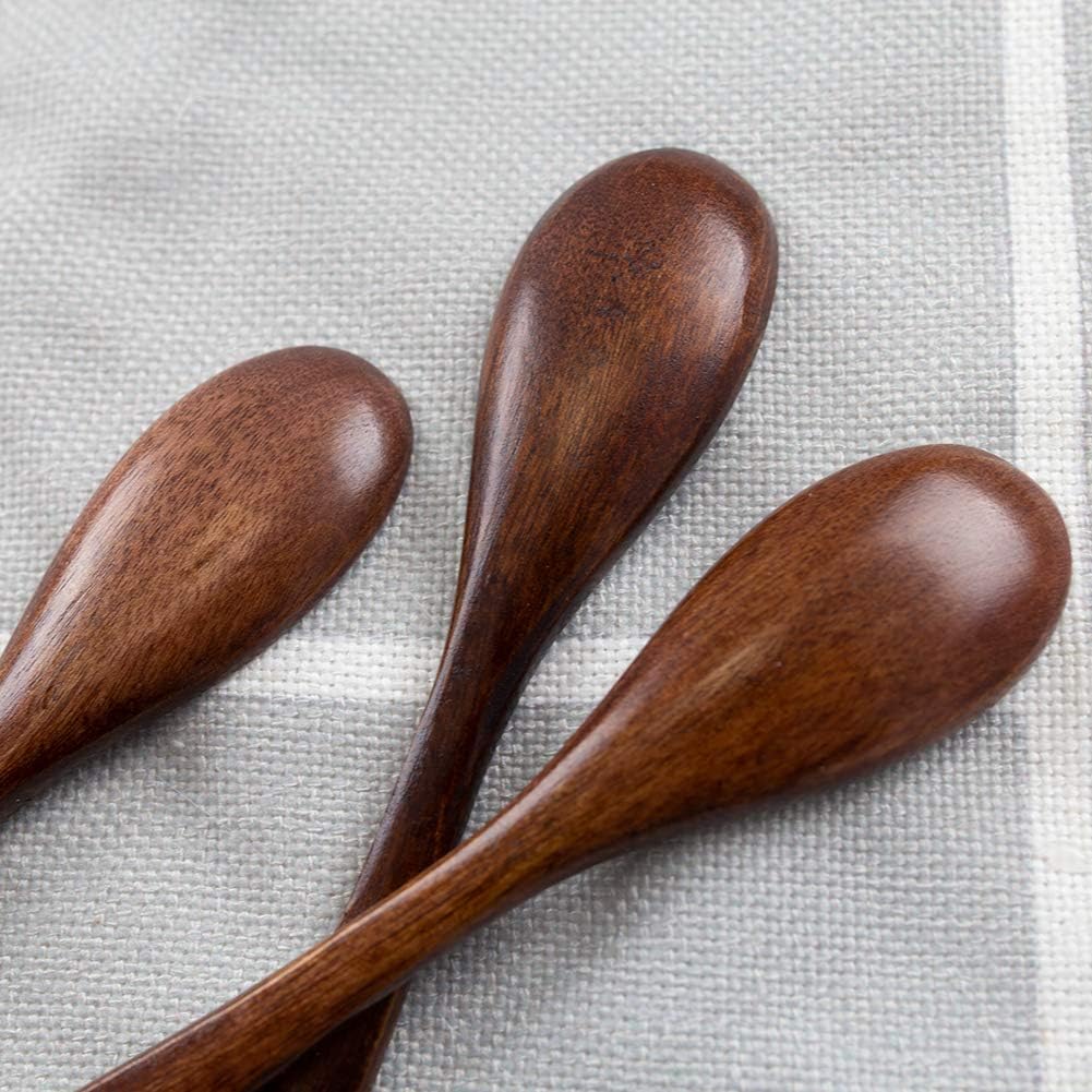 HANSGO Small Wooden Spoons, 6PCS Small Soup Spoons Serving Spoons Wooden Teaspoon for Coffee Tea Jam Bath Salts, 5": Kitchen & Dining