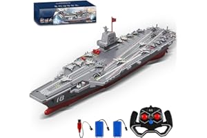 Hylukon Remote Control Aircraft Carrier, 2.4G RC Warship Boat for Adults and Teens, DIY Battleship with Auto Power Off and Lo