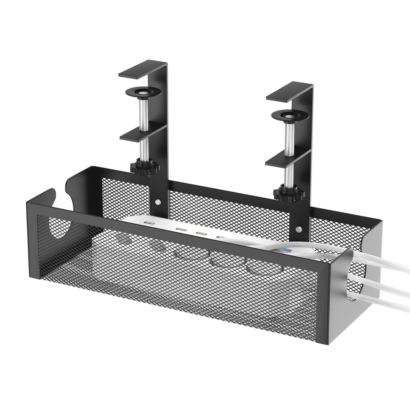 Yuhtech Cable Management Box Under Desk, No Drilling, Cable Management Tray, Cable Management Under Desk, Organiser for Home, Office