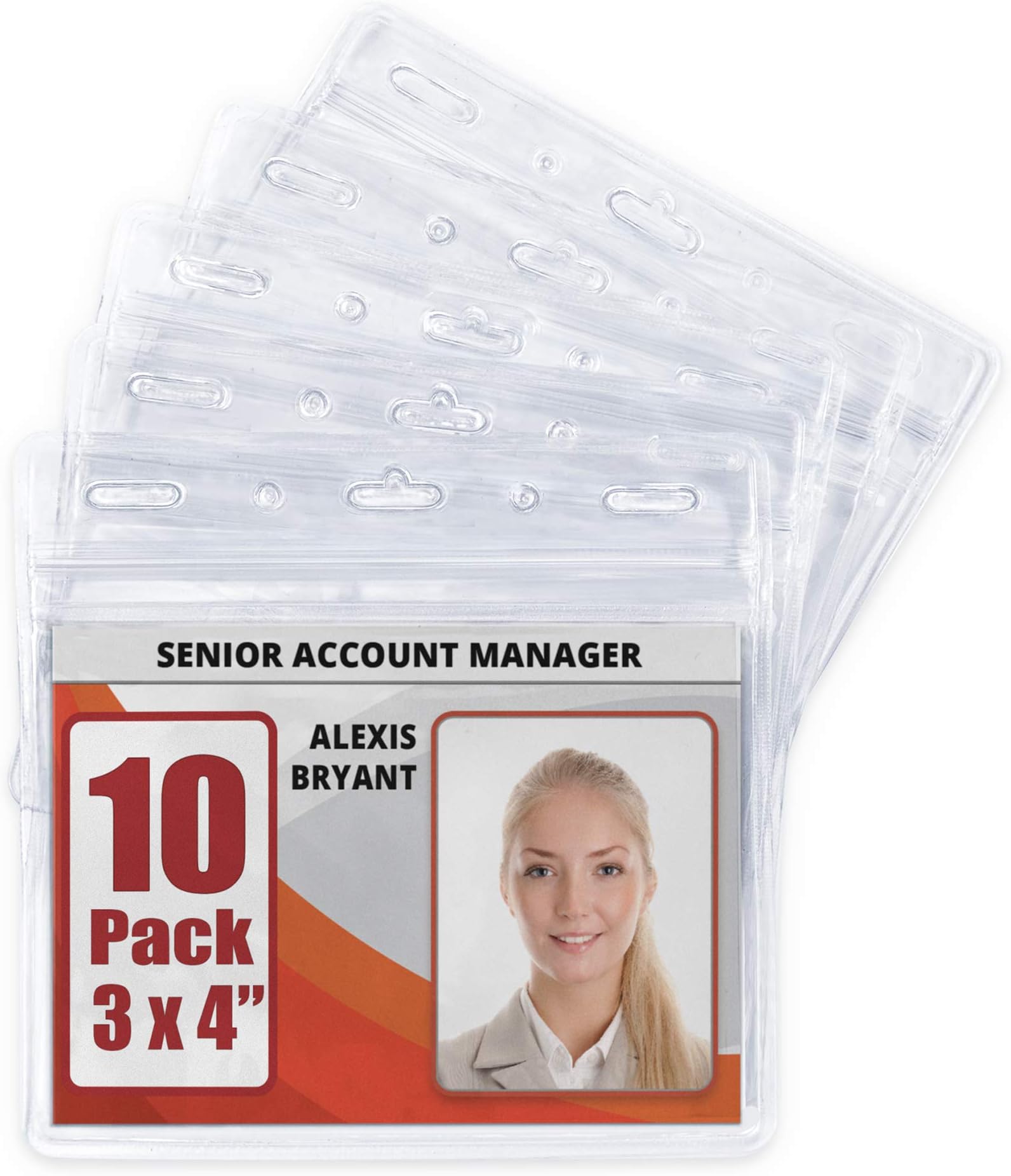 Mifflin-USA Card Protector (Clear, 4x3 Inches, 10 Pack), Waterproof and Resealable Horizontal Plastic ID Name Badge Holders