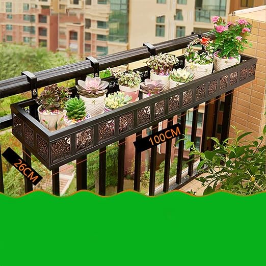 Puesto de plantas Soporte de flores de barandilla de hierro ...