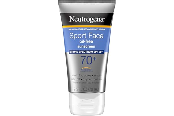 Neutrogena Sport Face Sunscreen SPF 70+, Oil-Free, 2.5 fl oz, Sweat & Water-Resistant, Broad-Spectrum UVA/UVB, Nourish & Rest