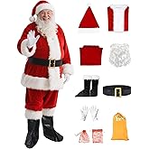 KLLOUZE Santa Claus Costume for Men Deluxe Santa Suit Adults Men Santa Costume Santa Outfit Christmas Cosplay Costume