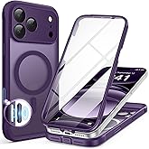 BERFY for iPhone 17 Pro Case, Compatible with MagSafe, Built-in 9H Tempered Glass Screen Protector and Camera Protection, Full Body Shockproof Matte Phone case for 17 Pro 6.3", Deep Purple