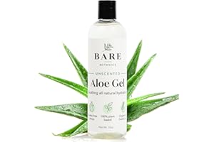BARE BOTANICS 12oz Organic Aloe Vera Gel | 99% Aloe + Carrageenan + Preservatives | Non-Sticky Aloe Gel | Pure Aloe Vera Gel for Face, Hair, & Skin