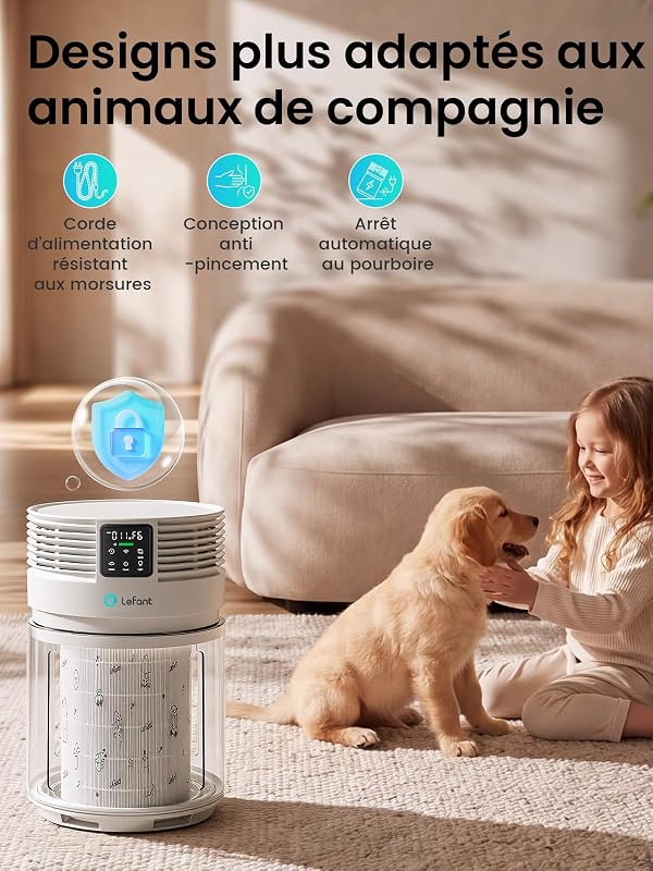 Purificateur d'Air, HEPA H13, CADR 350 m³/h, jusqu'à 108 m², Blanc