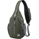 WATERFLY Crossbody Sling Backpack Sling Bag Travel Hiking Chest Bags Daypack (Dark Green)