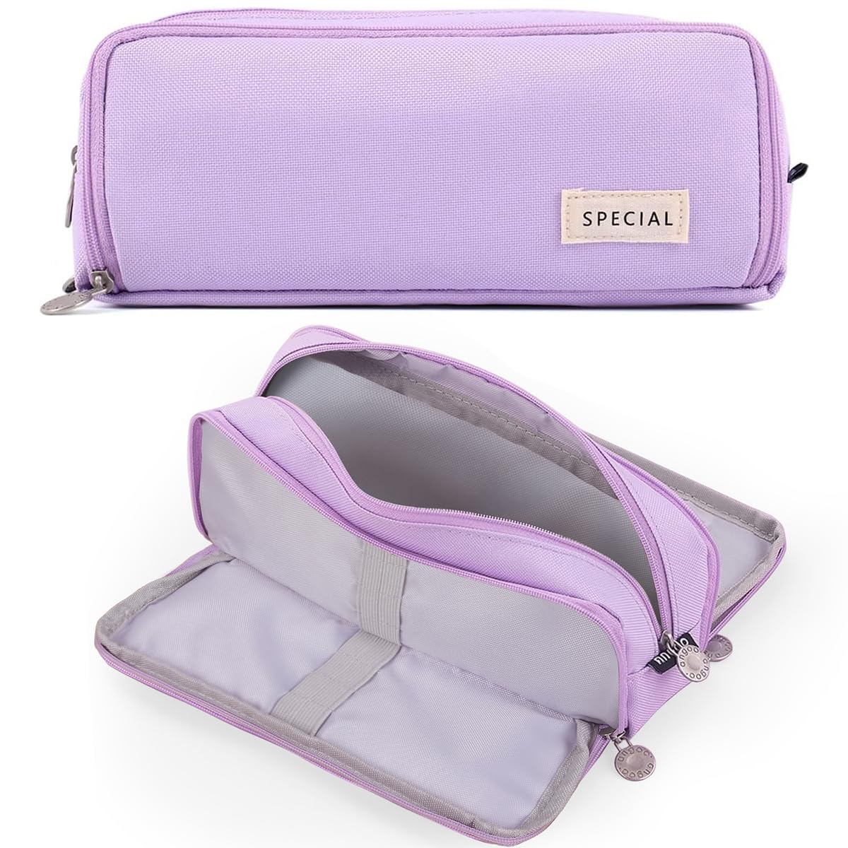 MAMUNU Pencil Case Large Pencil Cases for Girls Boys Big Capacity Pencil Pouch with 3 Compartments School Stationary Office Storage Makeup Bag for Kids Teenage Adults Women Men (Purple)