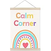 Welshower Boho Rainbow Calm Corner Poster Hanger Frame, Colorful Mental Health Wall Art Prints Decor for Kids Room Classroom Therapy School Counselor Calming Office, 12x16 Inch
