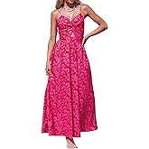 CUPSHE Women's Maxi Dress Floral Print Twisted V Neck Sleeveless Long Dress Summer Casual Dress