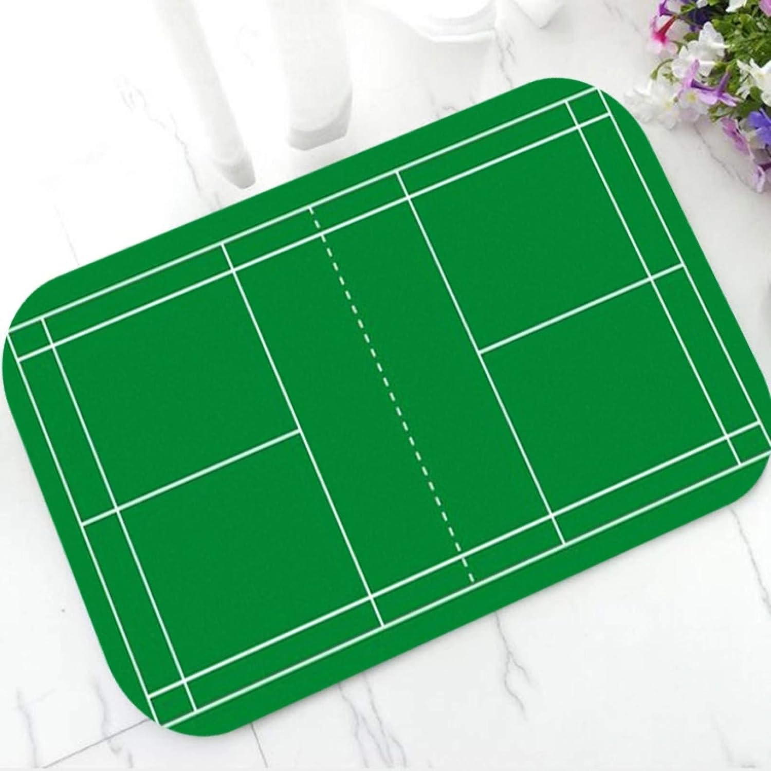 Felpudo Alfombra verde para cancha de bádminton para baño, cocina