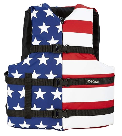 ONYX General Purpose Boating Life Jacket Universal, Stars & Stripes