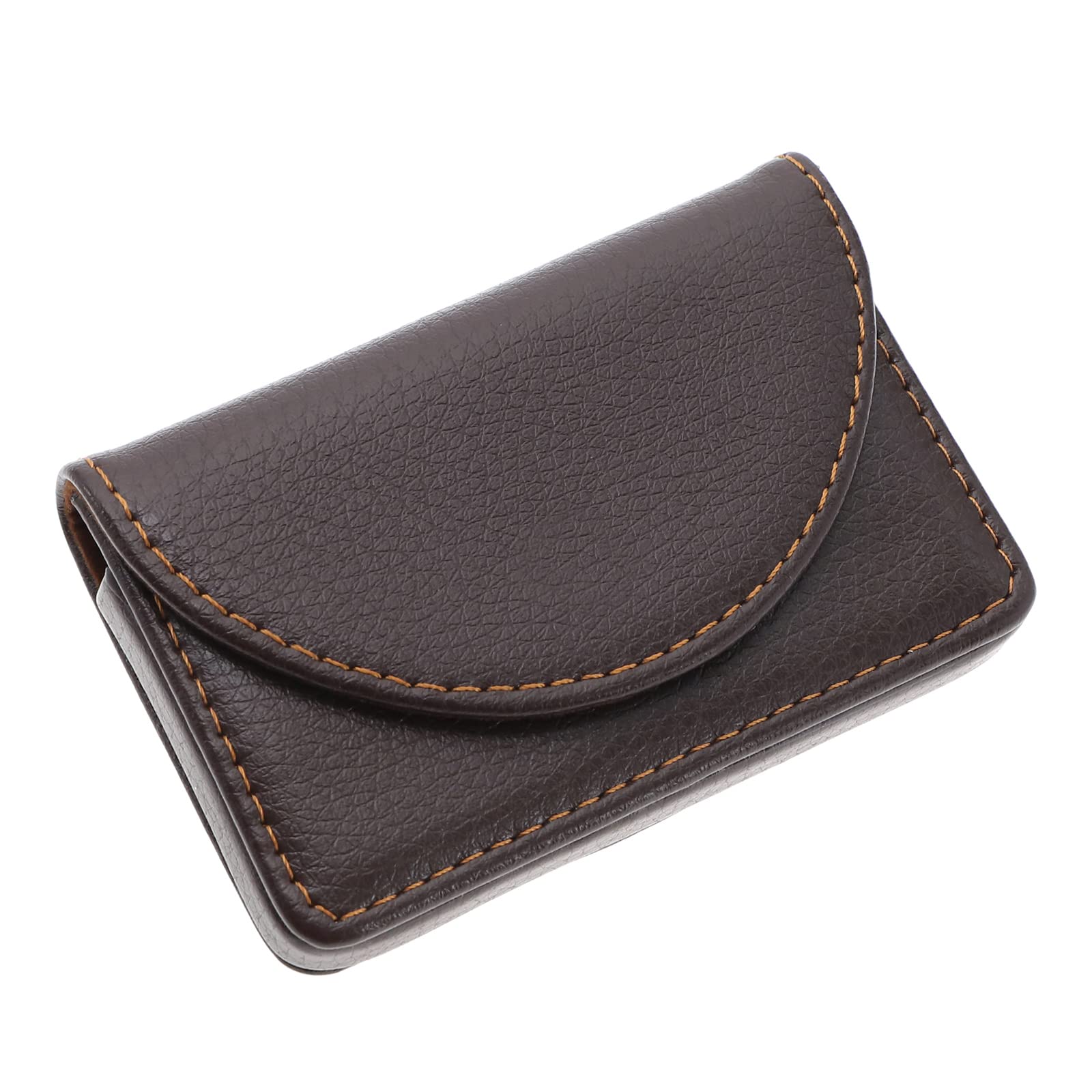 YINETTECH Business Card Holder PU Leather ID Holder Case Business Name Card Pocket Organizers for Note Cards Personal Cards Credit Cards 98x65x16mm Brown