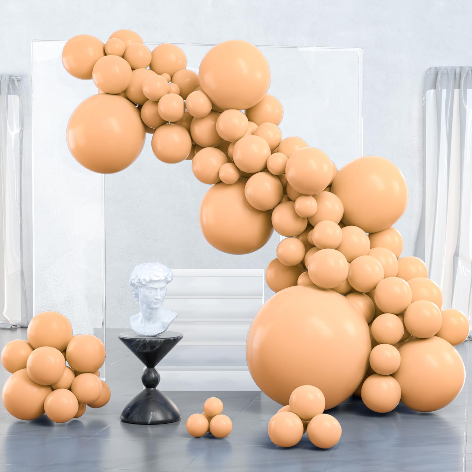 Photo 1 of PartyWoo Nude Balloons 127 pcs Different Sizes of 36 18 12 10 5 Inch Beige Apricot Balloon Arch Kit Garland for Thanksgiving Graduation Baby Shower Neutral Boho Theme Party Decorations Nude-Y103