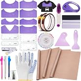 QUKLOGEN Sublimation Shirts Tool Kits | Shirt Measure Ruler Set, Reusable Round Neck and V Neck Alignment, T Shirt Guide Ruler, Teflon Sheet for Heat Press 12 x 16in